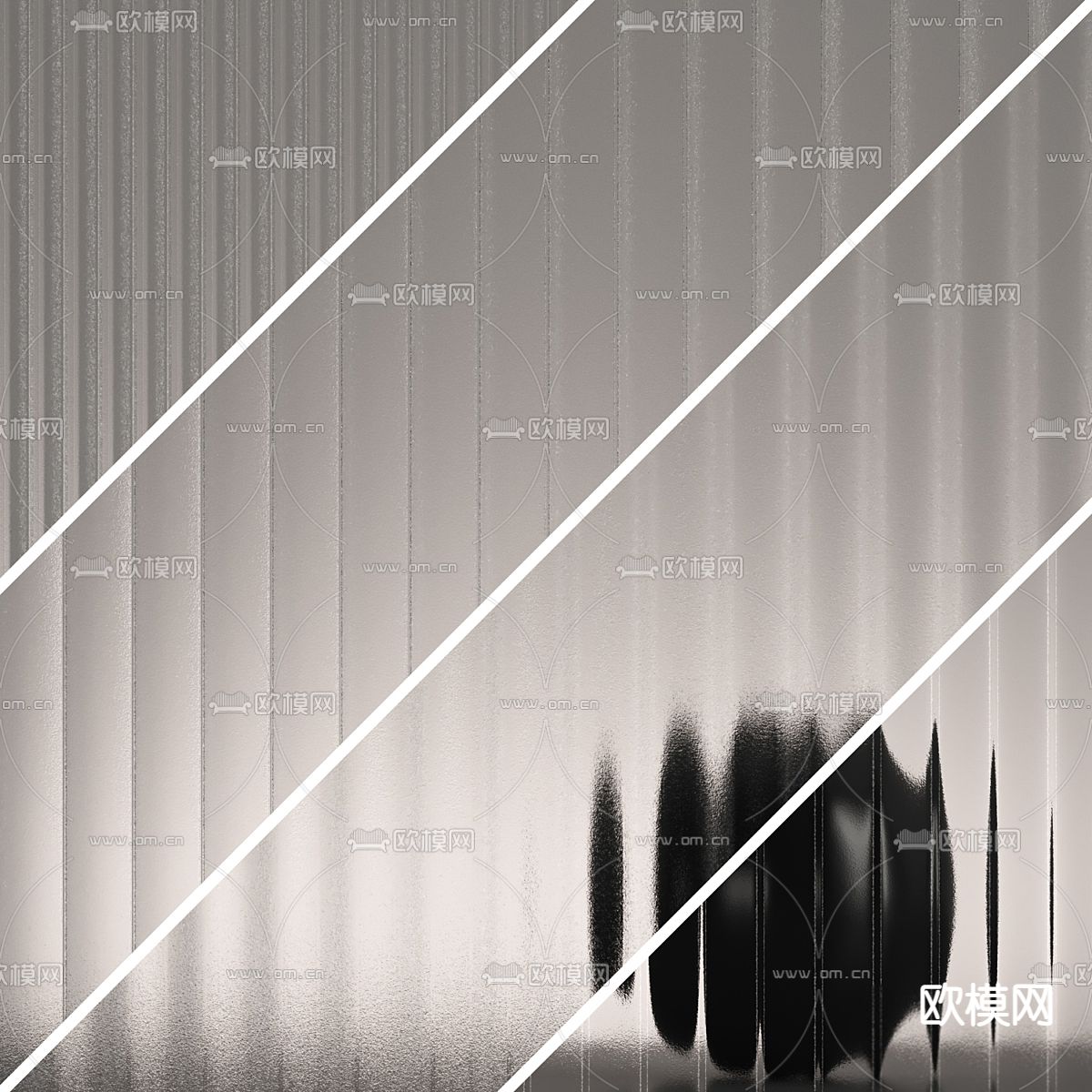 玻璃砖隔断 屏风su模型下载（渲染图2）