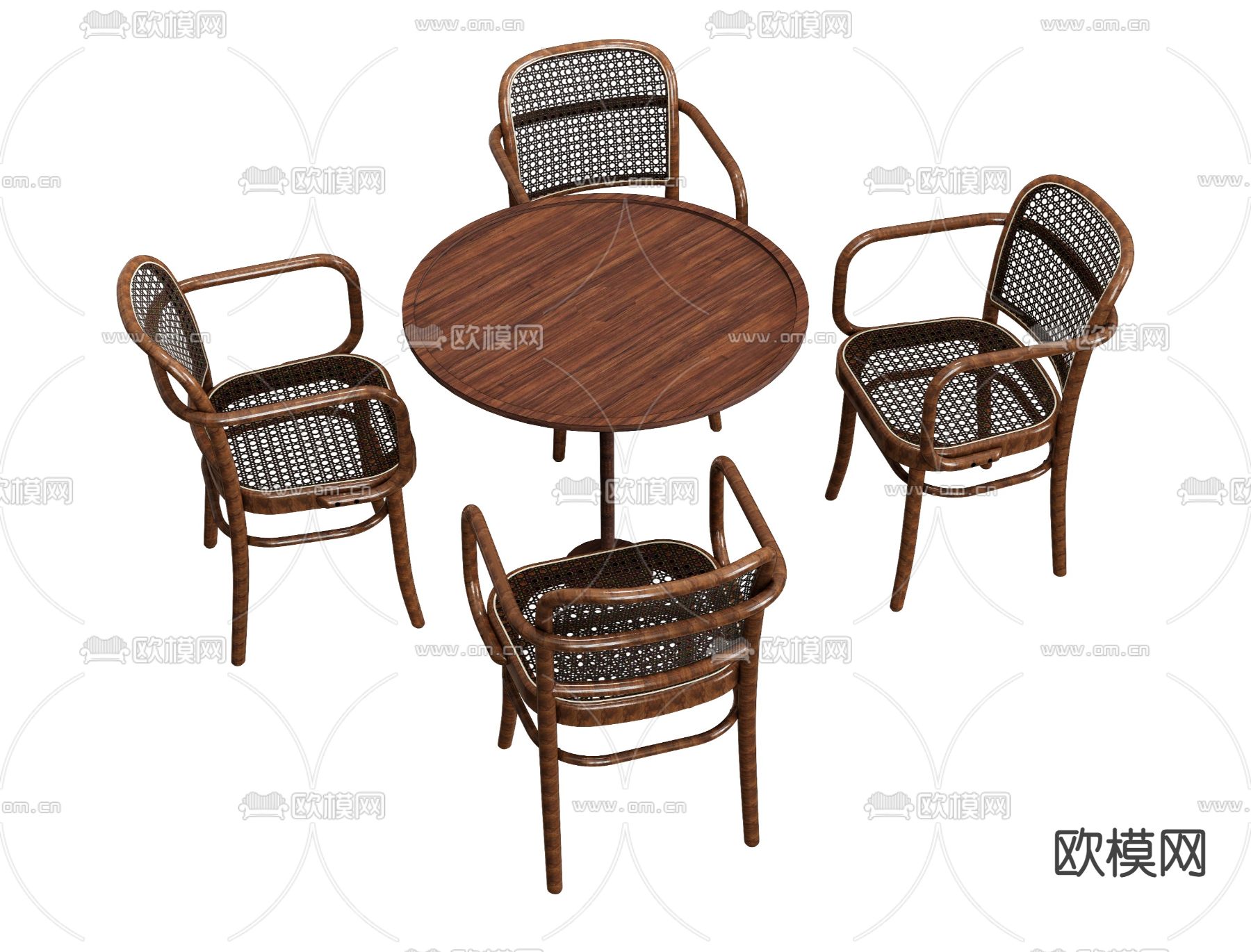 北欧餐桌椅 圆餐桌su模型下载（渲染图2）