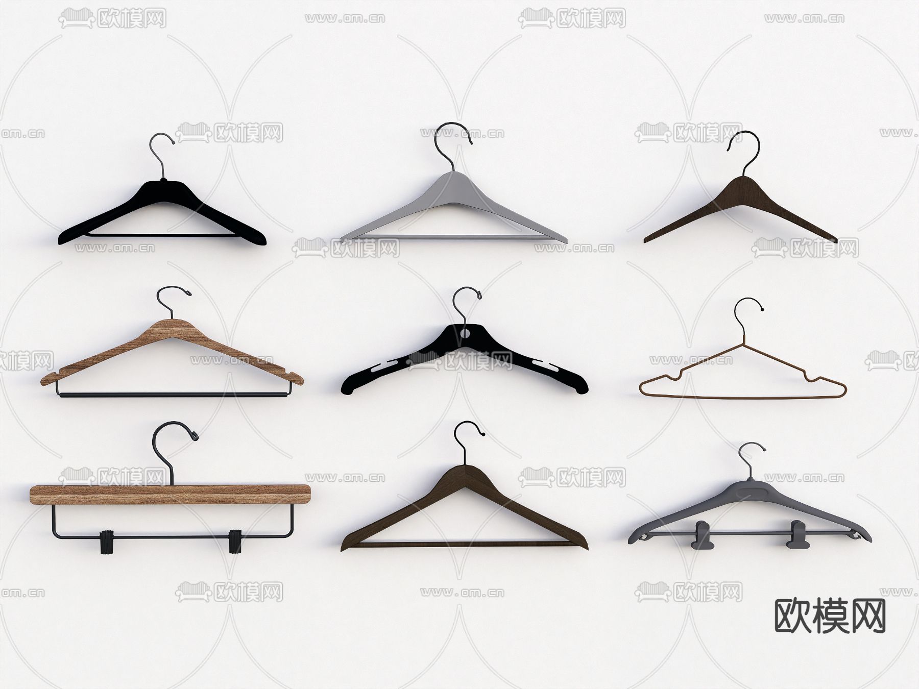 现代衣架 晾衣架 衣挂su模型