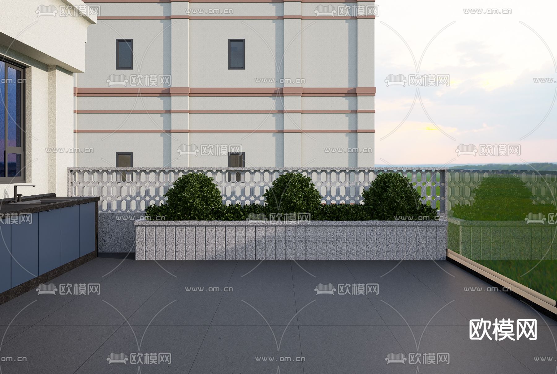 花基 阳台花池su模型下载（渲染图2）