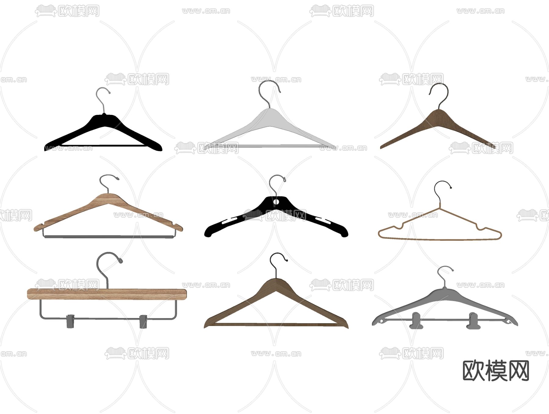 现代衣架 晾衣架 衣挂su模型