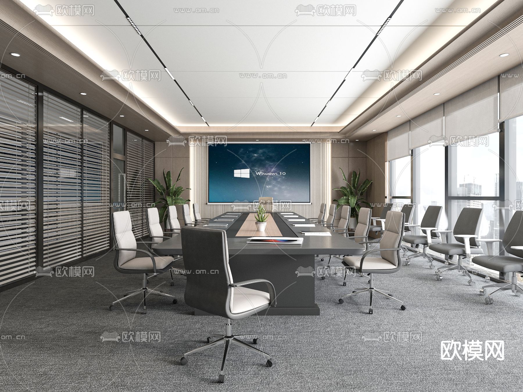 现代会议室3d模型下载