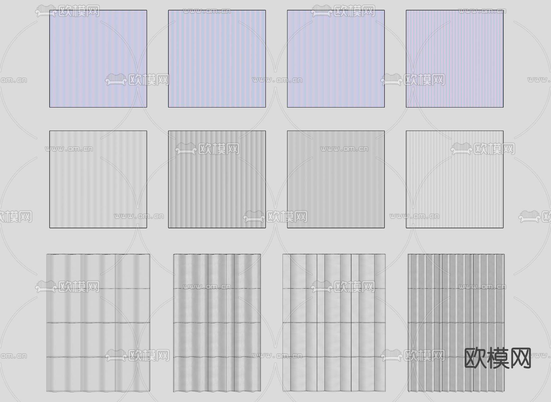 玻璃砖隔断 屏风su模型下载（渲染图1）