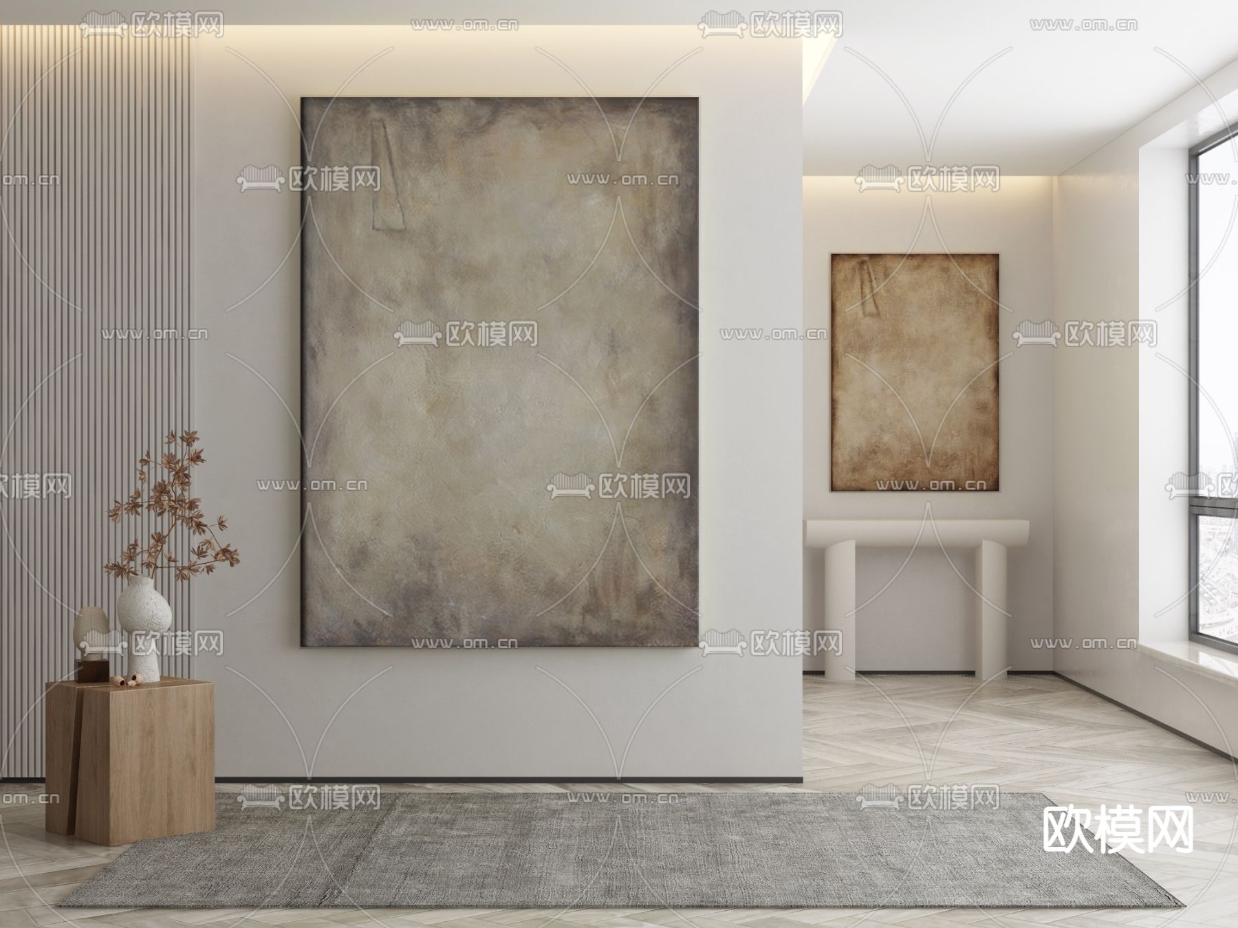 侘寂肌理画 装饰画3d模型下载