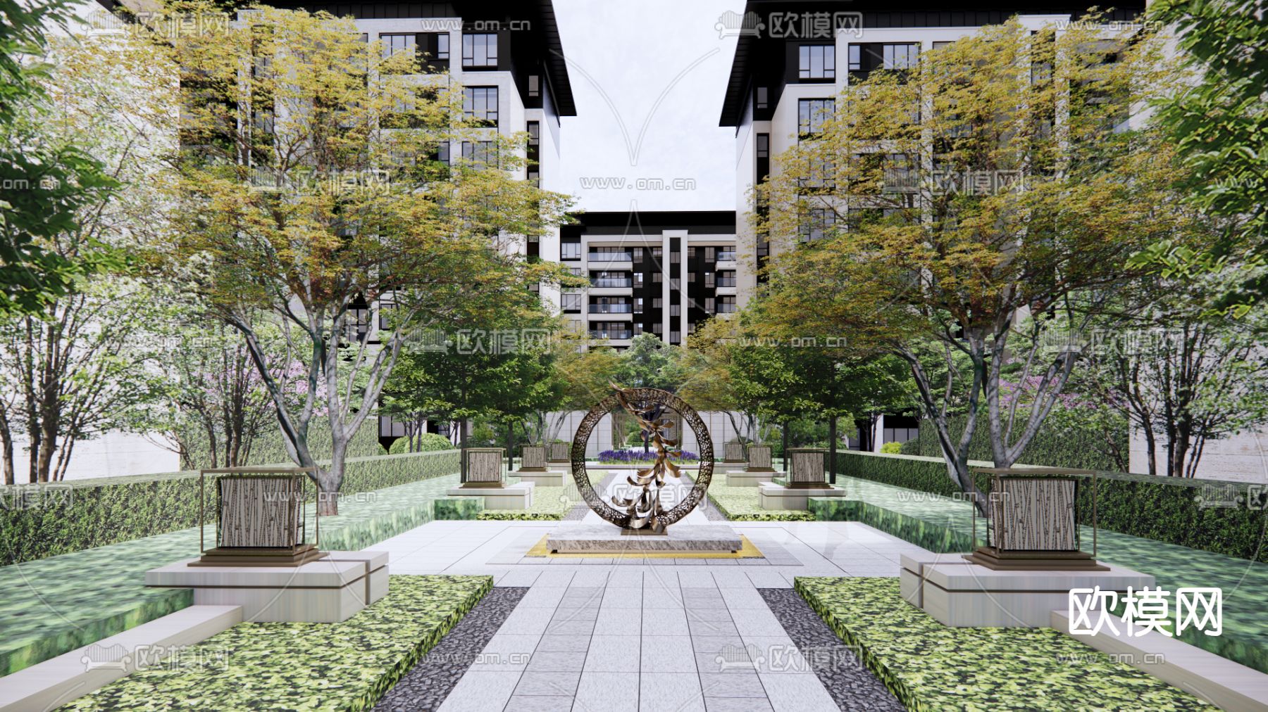 现代大区景观su模型下载（渲染图5）