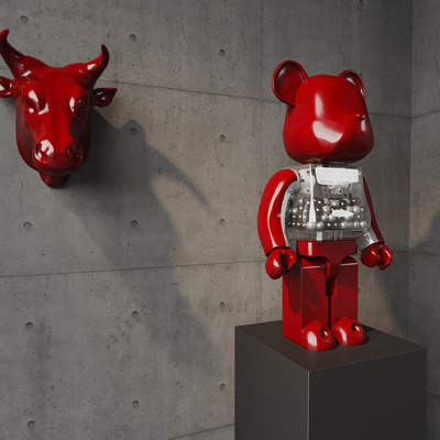  雕塑 暴力熊 牛头雕塑su模型 