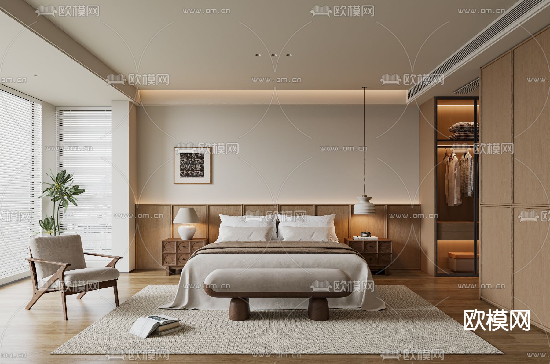 中古风卧室 主卧su模型下载（渲染图2）