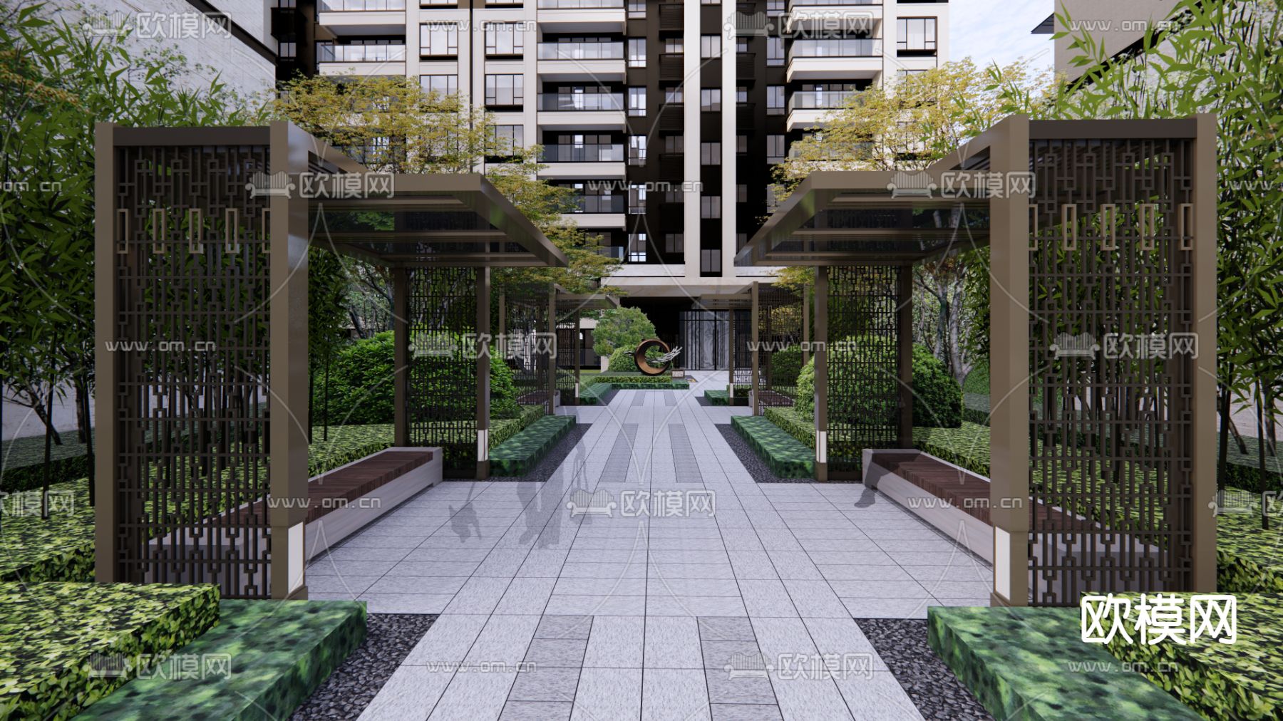 现代大区景观su模型下载（渲染图4）