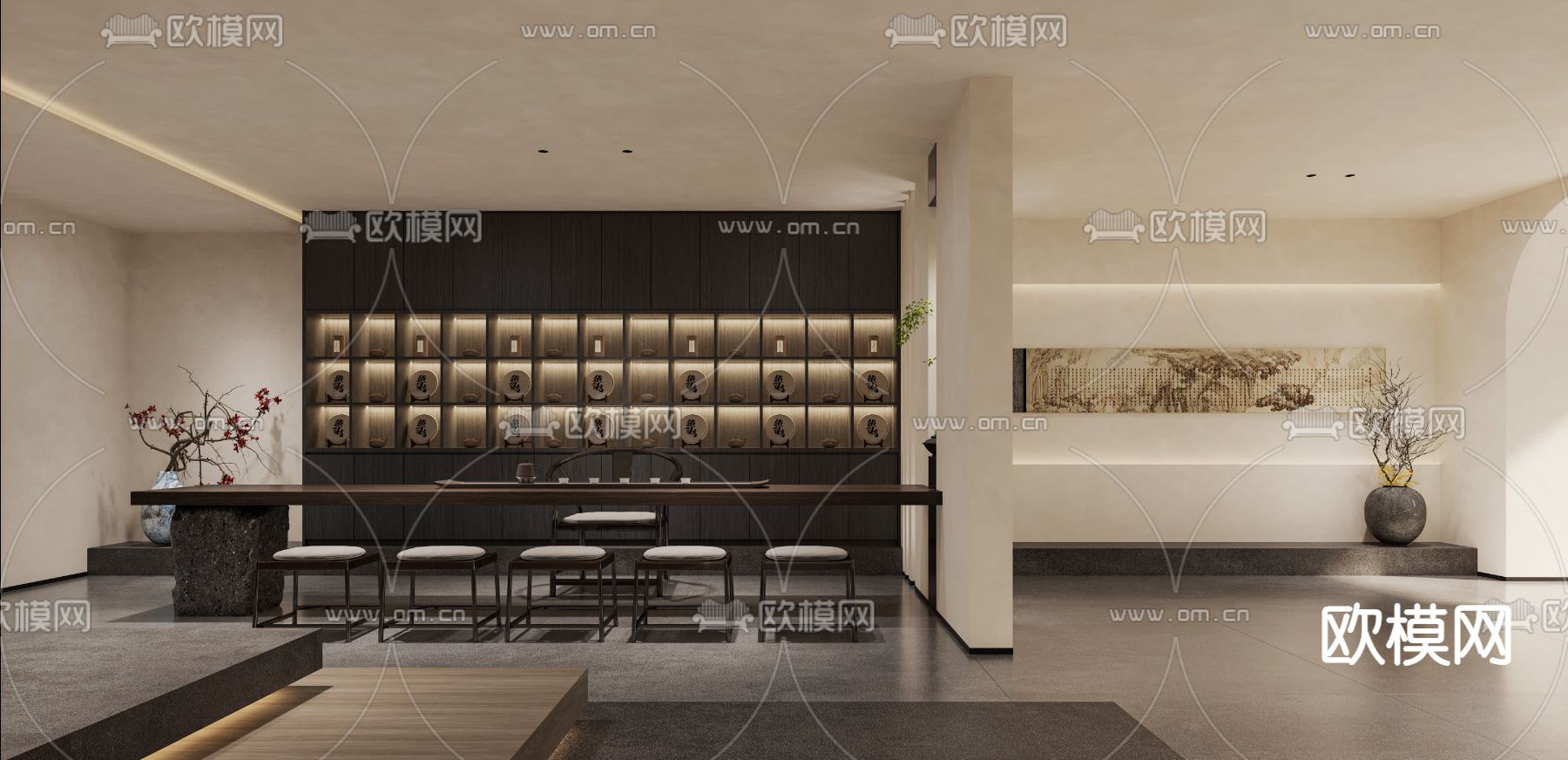 侘寂风茶楼su模型下载（渲染图2）