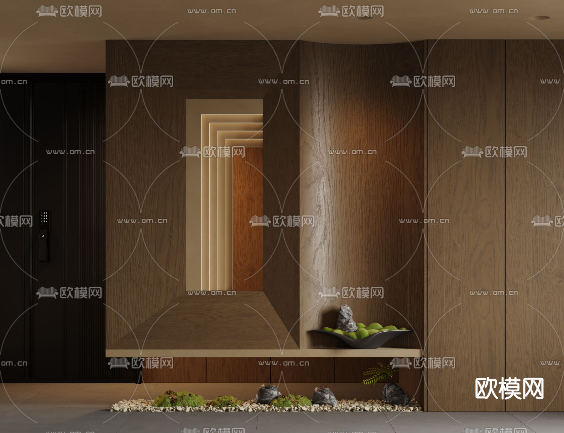 现代门厅 玄关造景3d模型下载