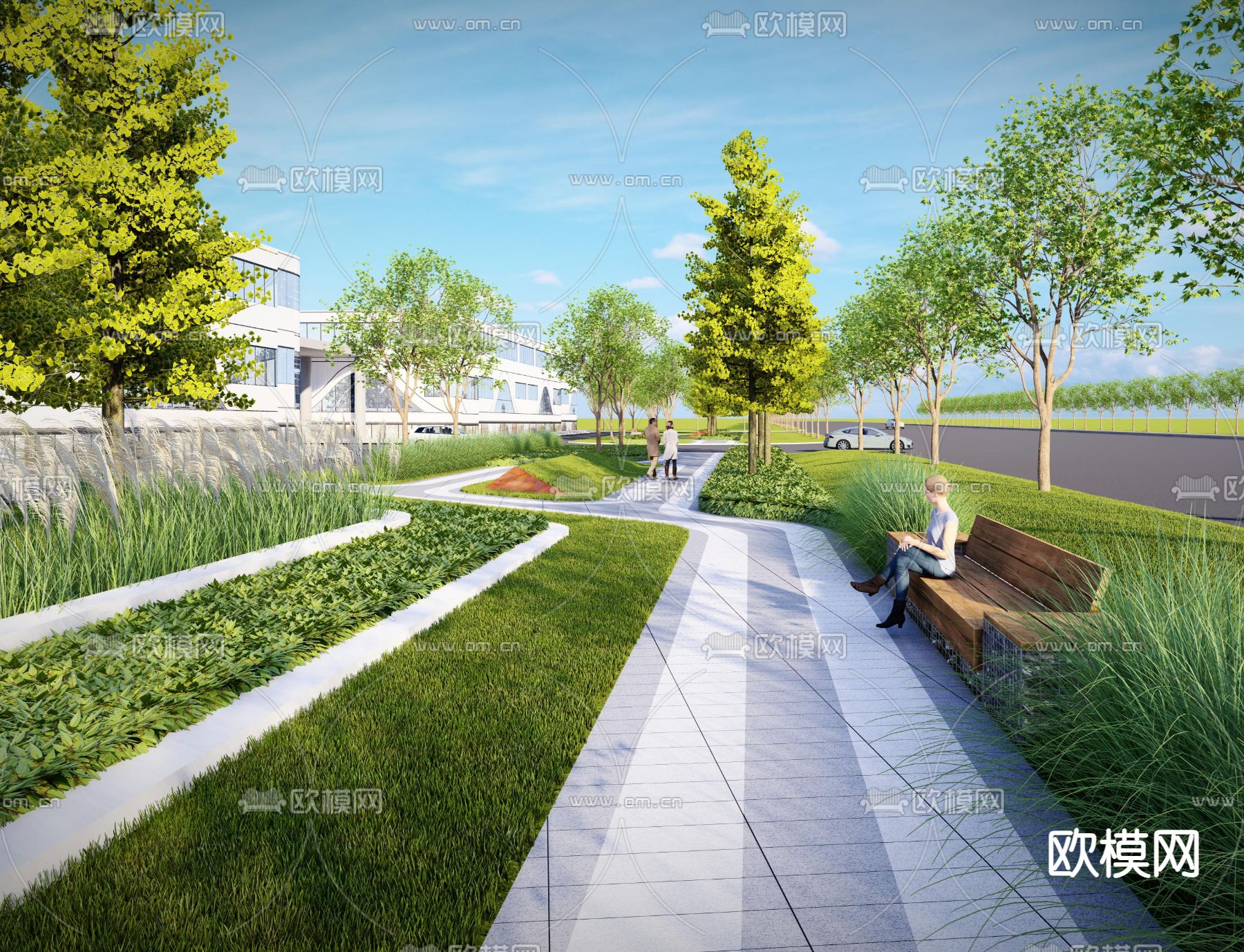 口袋公园 广场雕塑su模型下载（渲染图4）