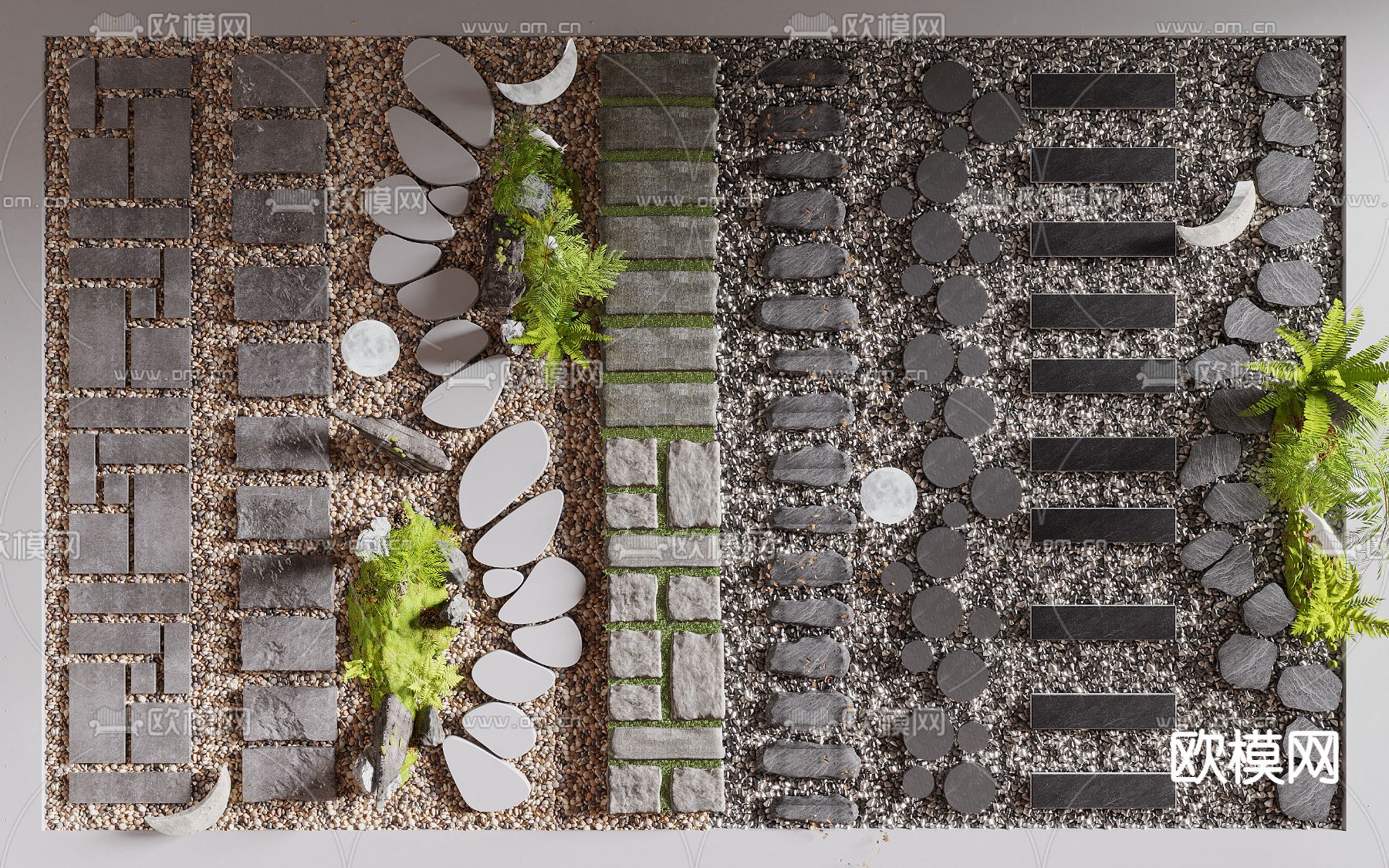 景观石头小路 汀步小路 鹅卵石3d模型下载