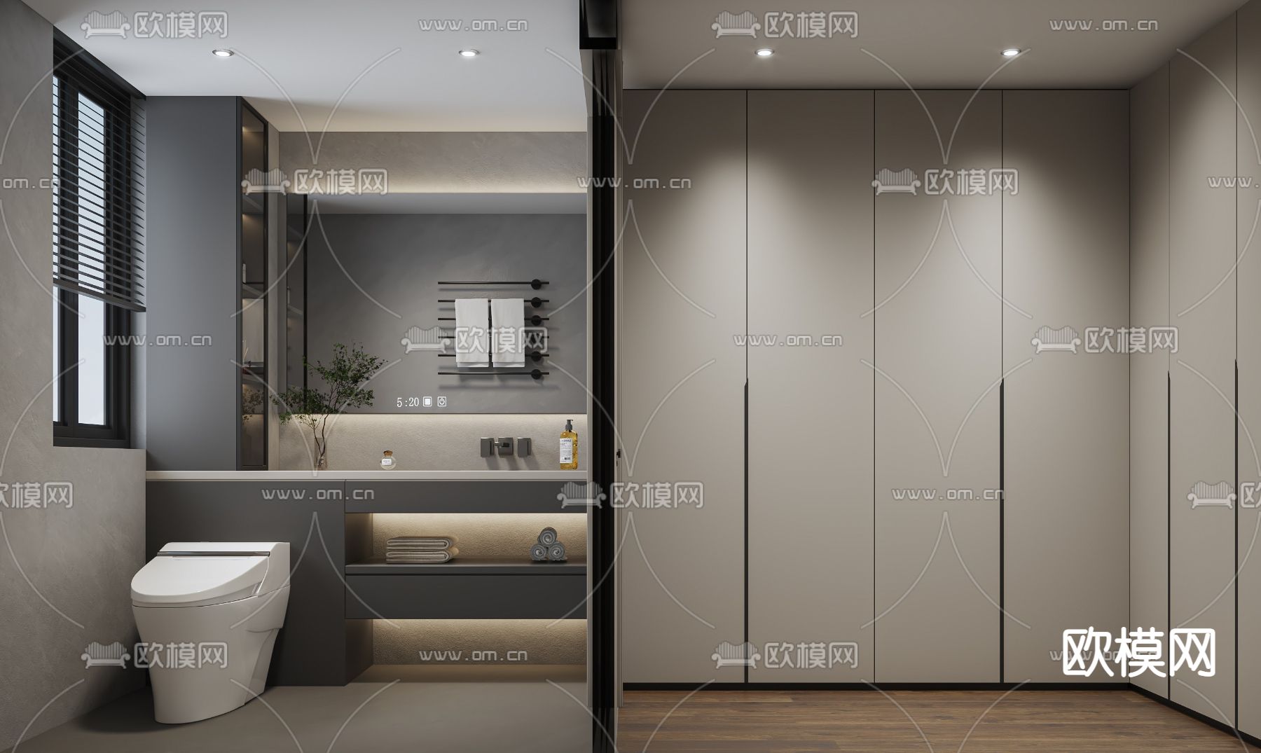 现代卧室 主人房3d模型下载（渲染图2）