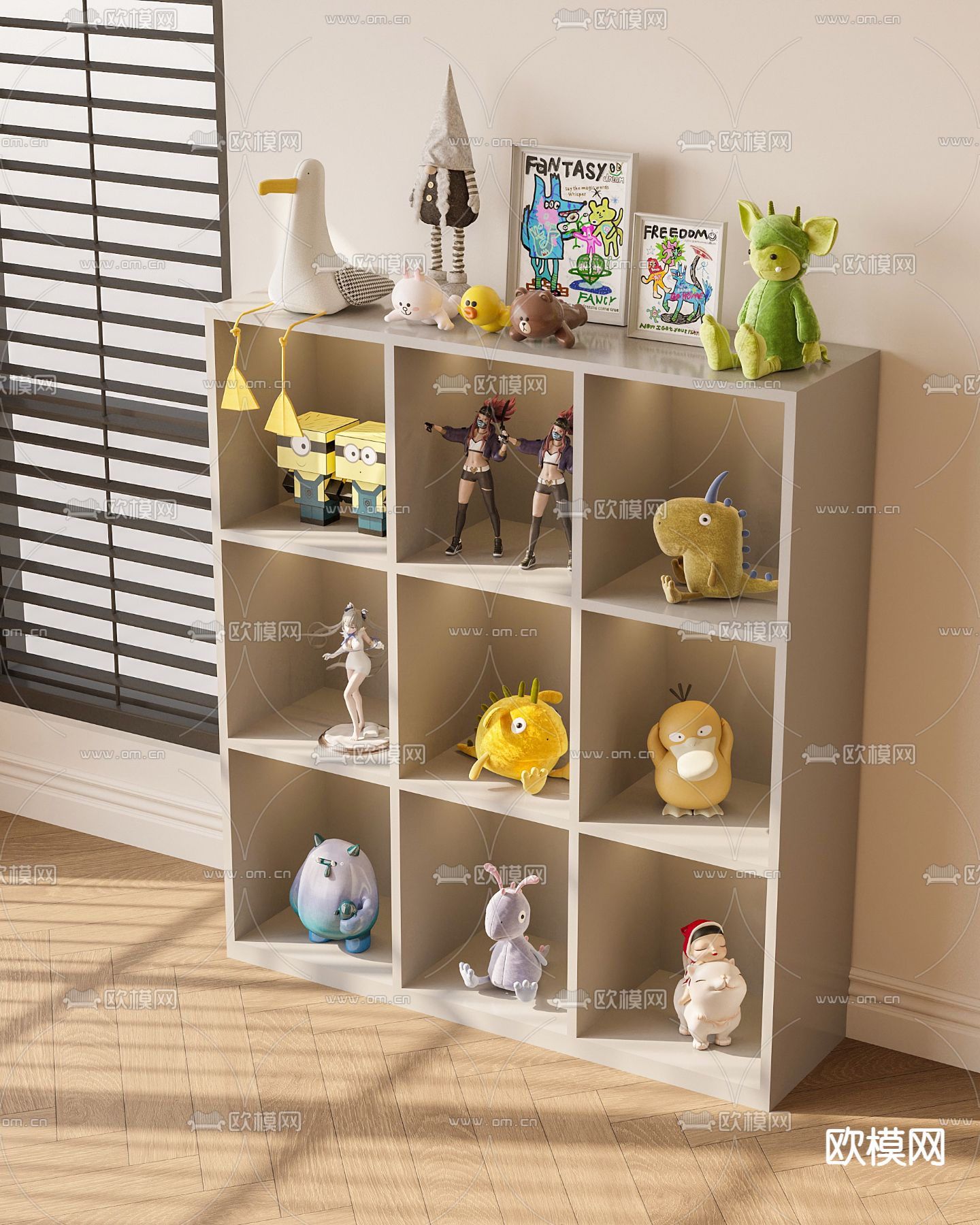 布偶玩具柜su模型下载（渲染图2）