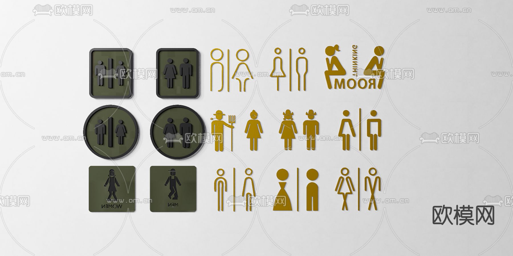 标识标牌 卫生间指示牌su模型下载（渲染图2）