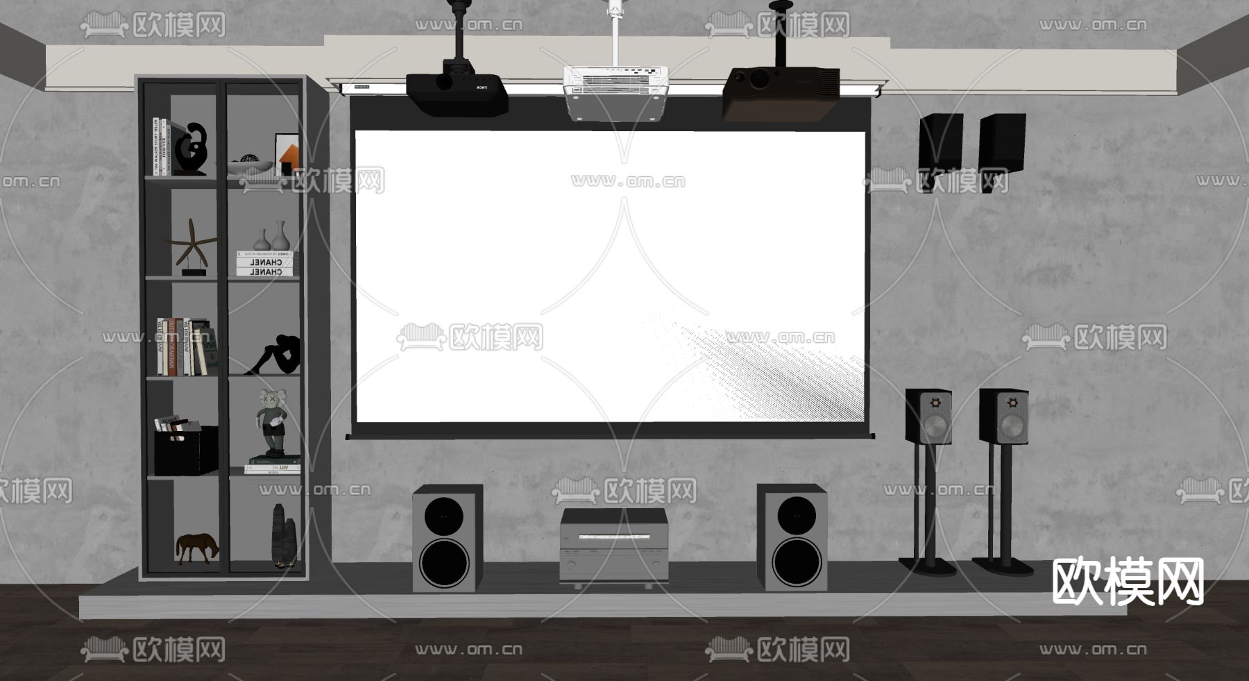 投影仪 音响设备su模型下载（渲染图1）