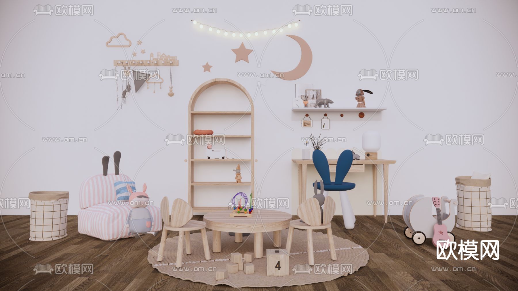 儿童桌椅su模型下载（渲染图2）