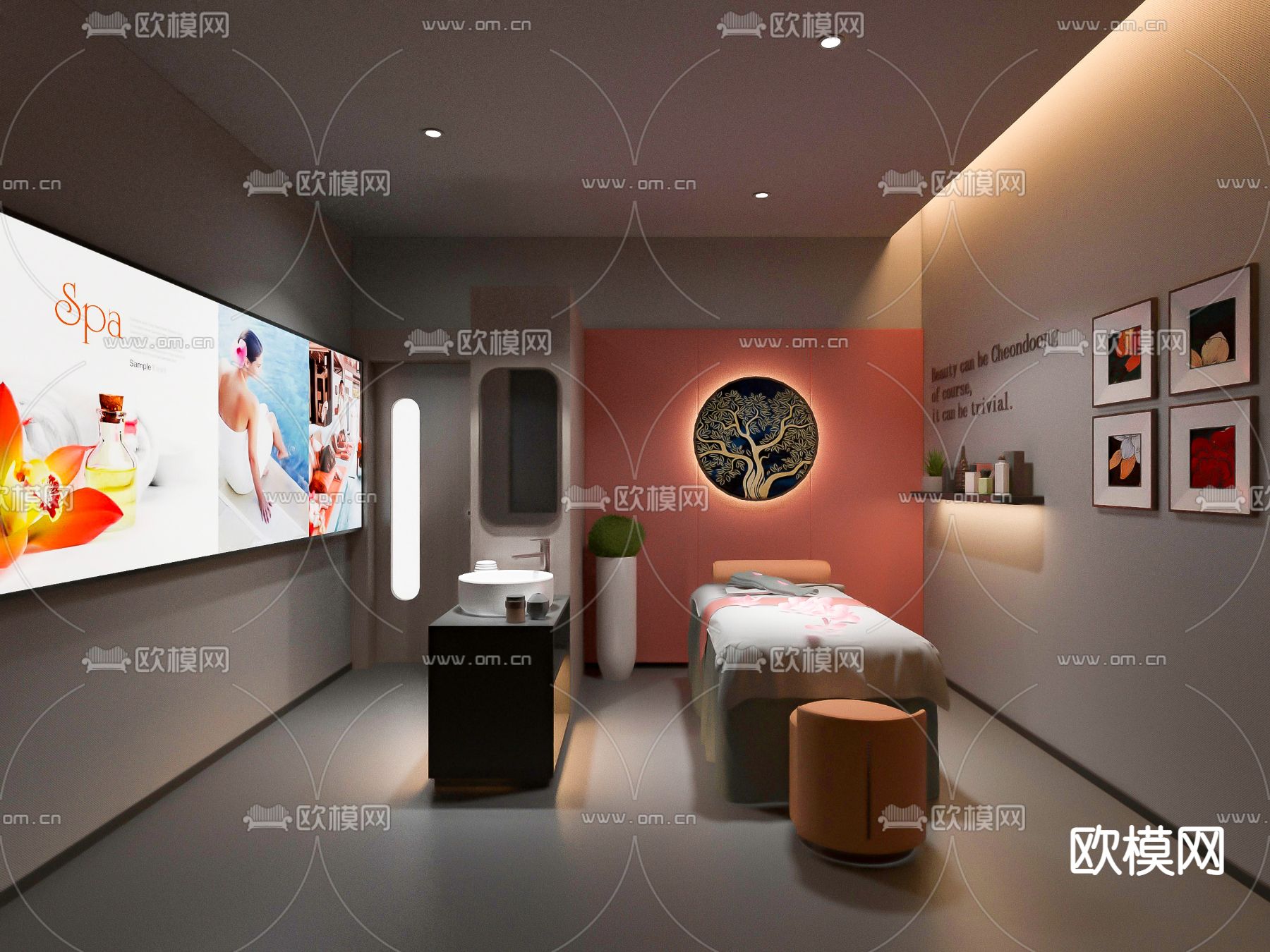 spa护理房 美容院su模型下载（渲染图2）