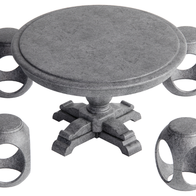  中式石桌椅su模型 