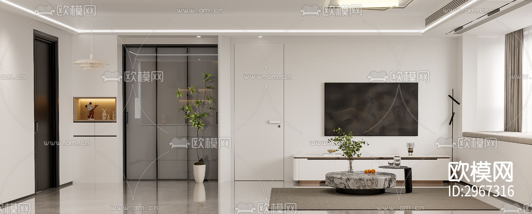 美的·映海潮 客餐厅效果图下载（渲染图2）