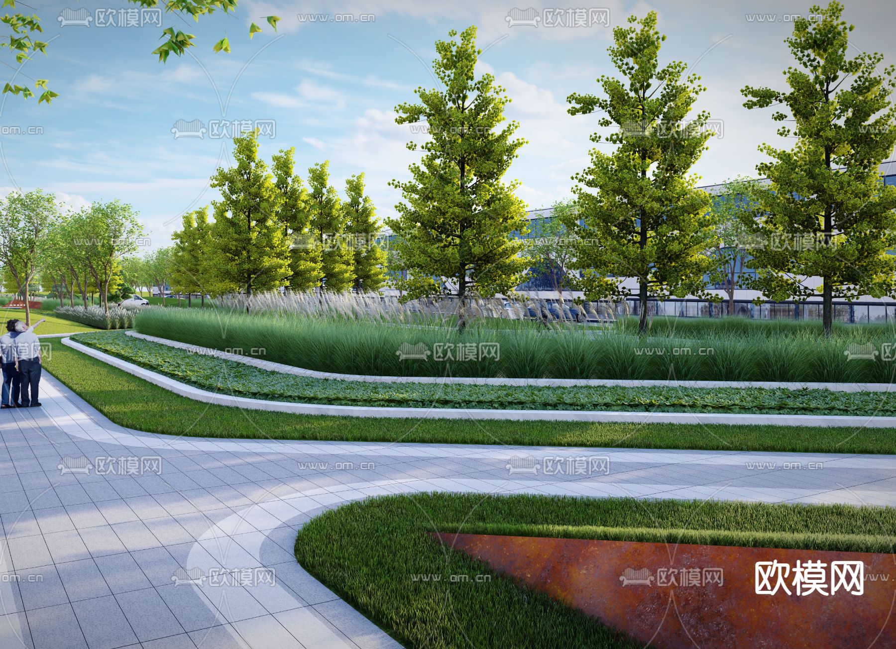 口袋公园 广场雕塑su模型下载（渲染图2）