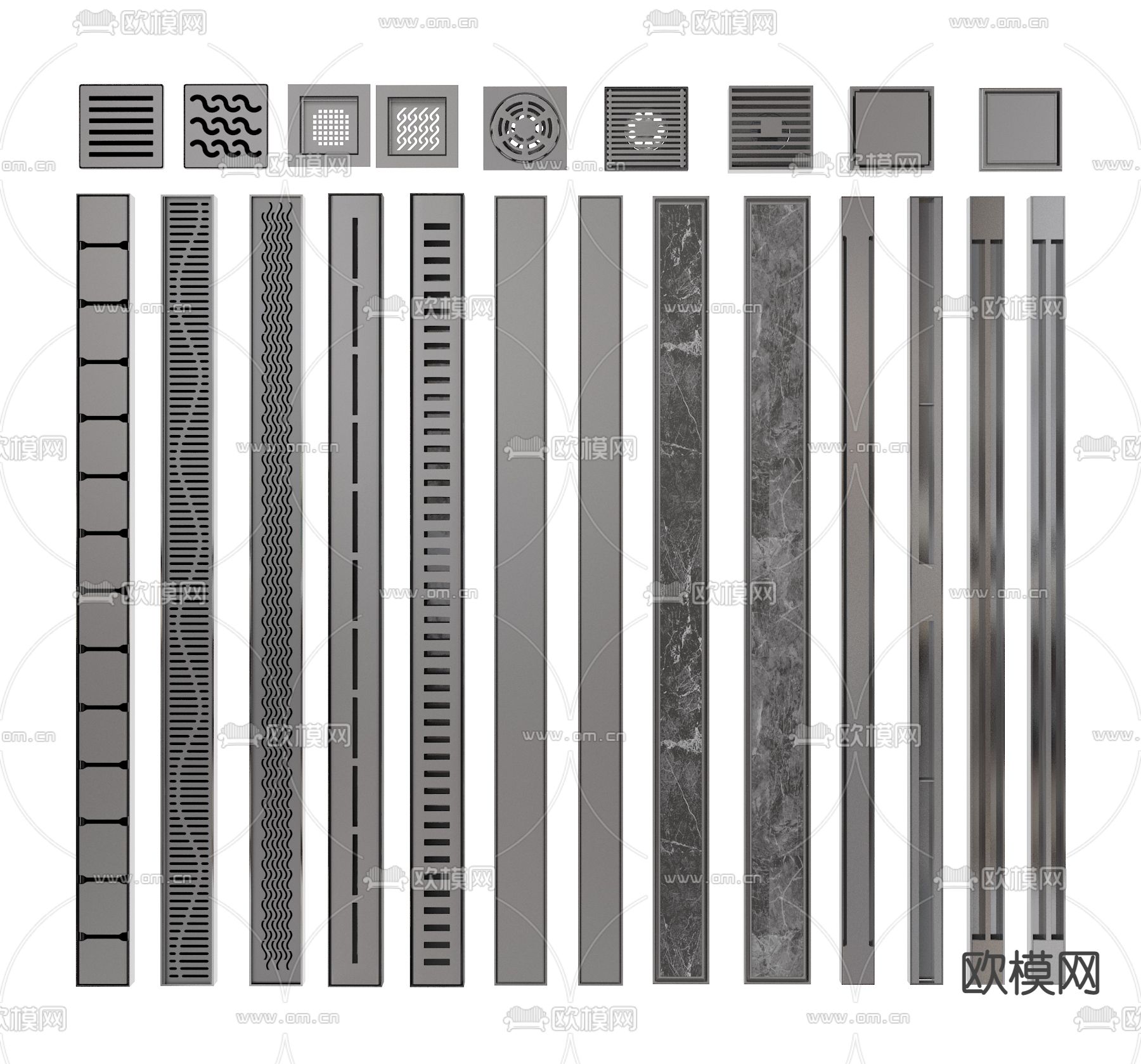 隐形地漏条 排水口 漏网3d模型下载