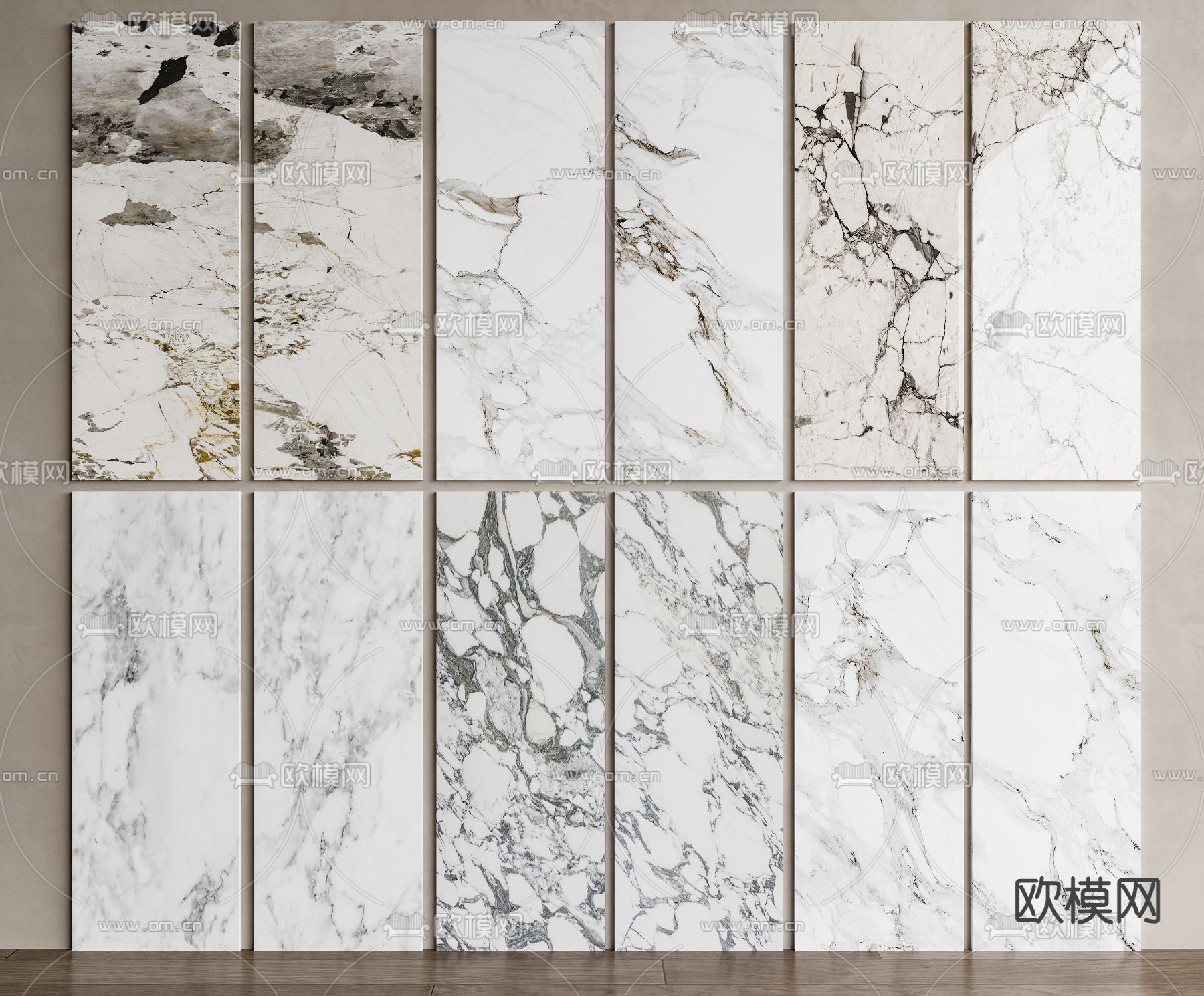 白色大理石 岩板 瓷砖 墙砖3d模型下载