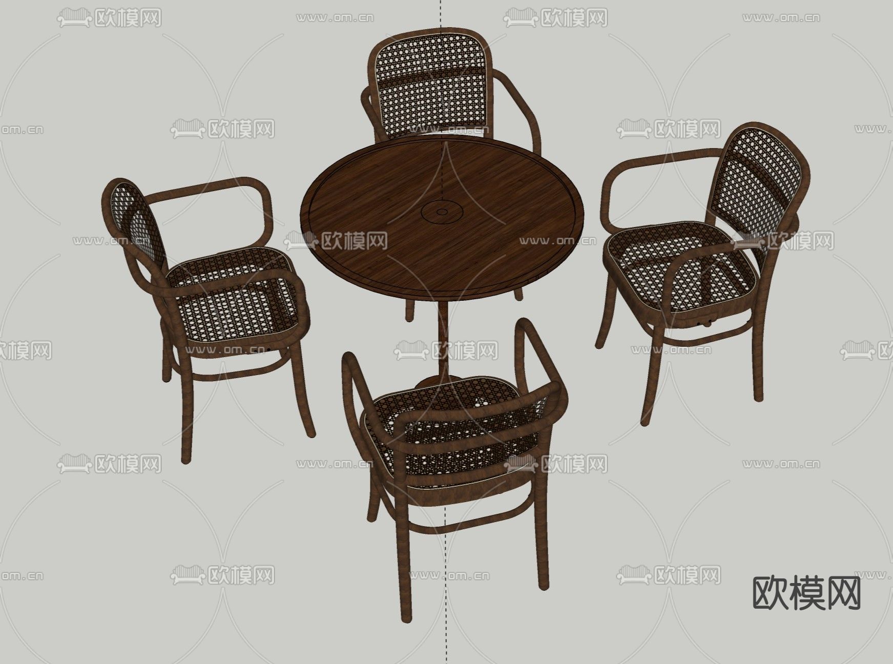 北欧餐桌椅 圆餐桌su模型下载（渲染图1）