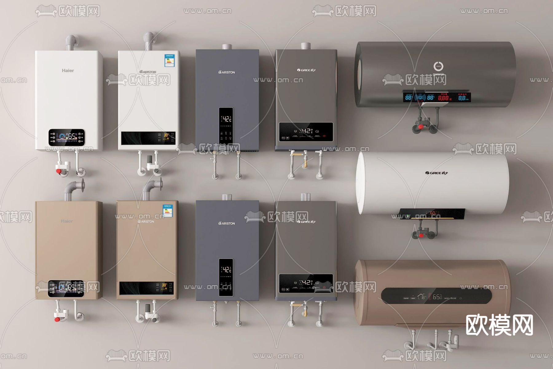 电热水器 燃气热水器su模型下载（渲染图2）
