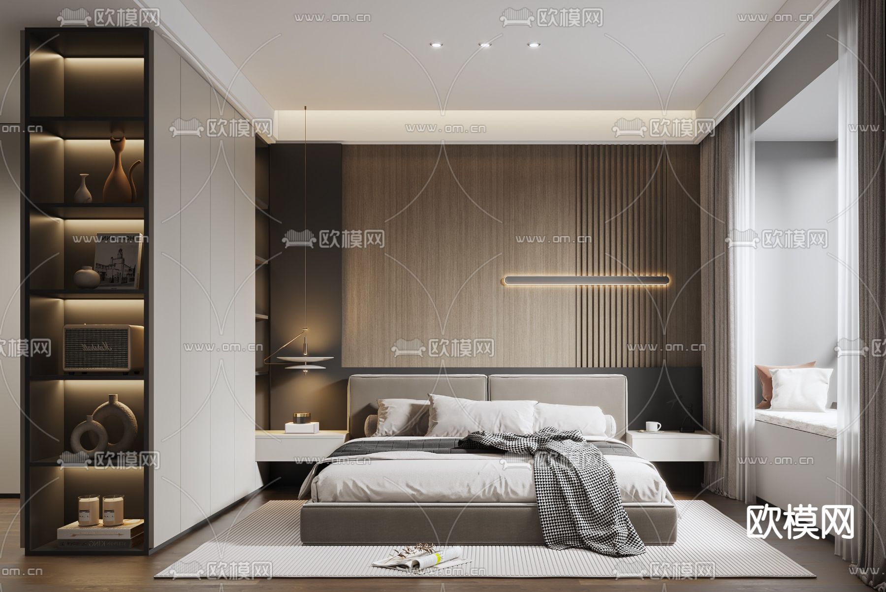 现代卧室 主人房3d模型下载（渲染图1）