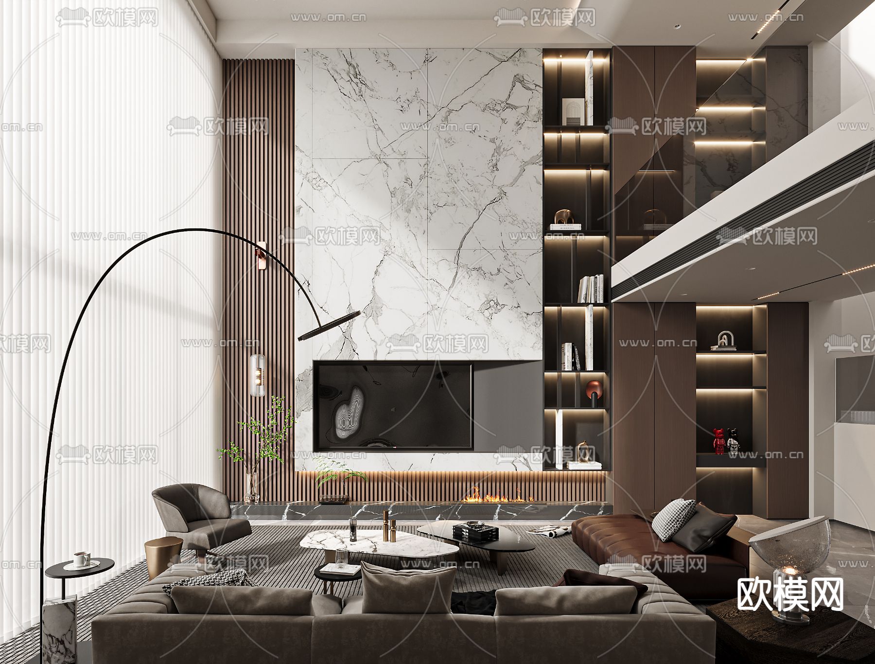 别墅客厅 别墅中空3d模型下载