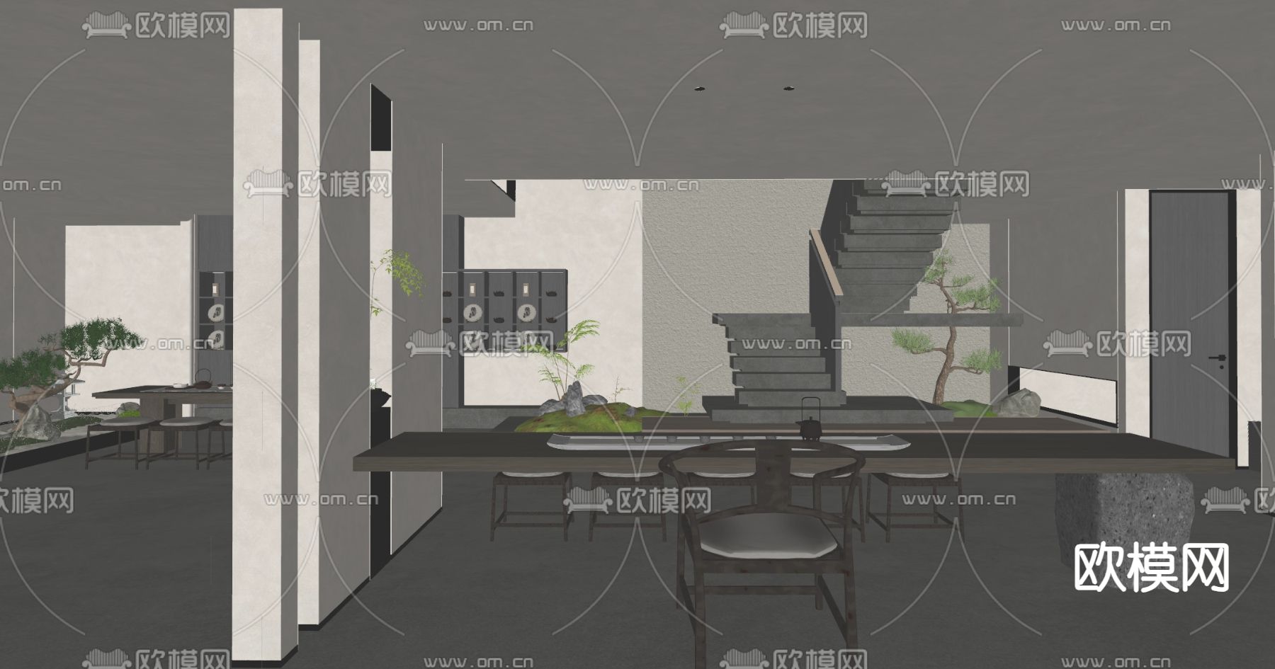 侘寂风茶楼su模型下载（渲染图4）