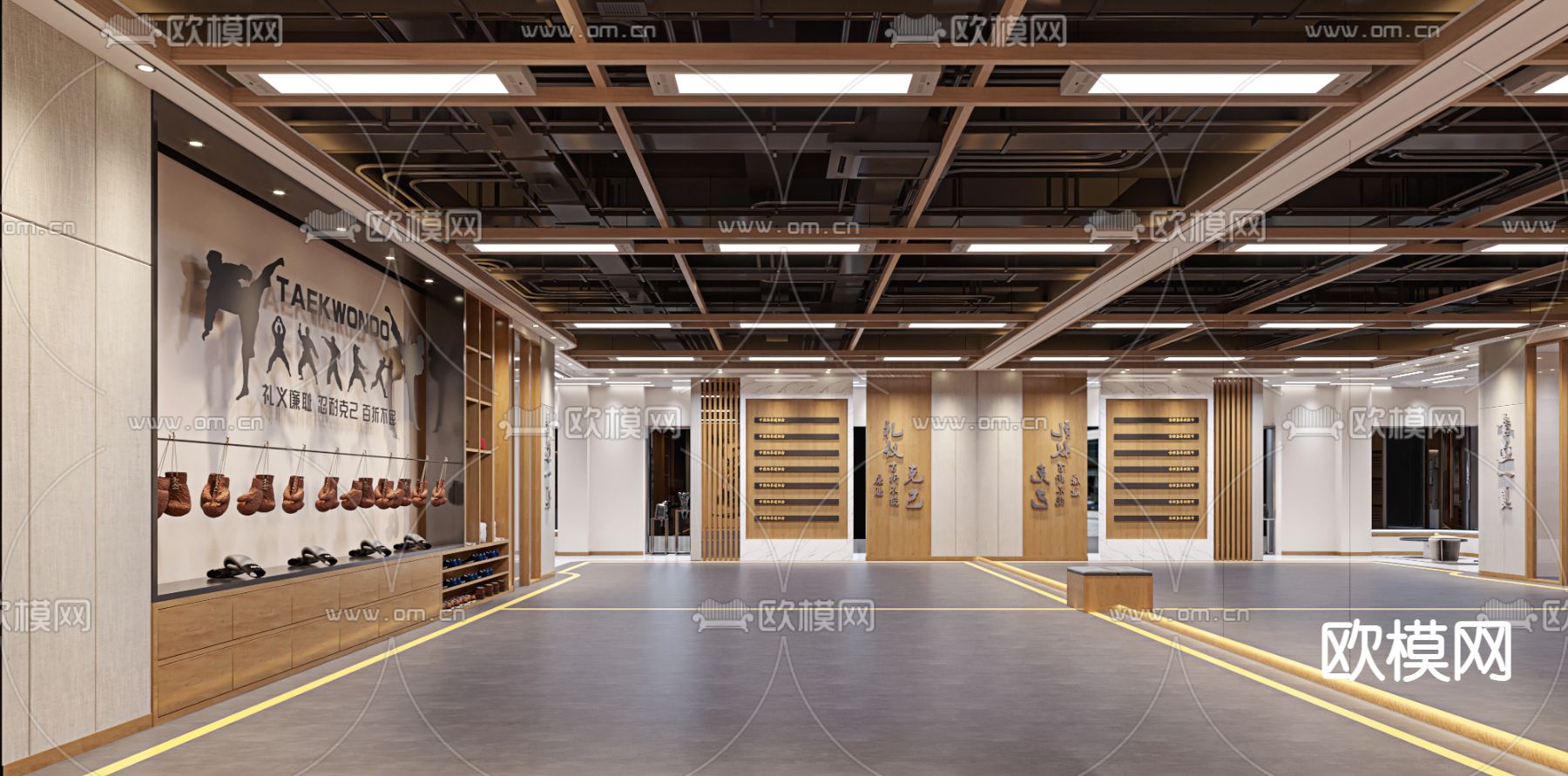 跆拳道馆 拳击 搏击健身房3d模型下载（渲染图3）