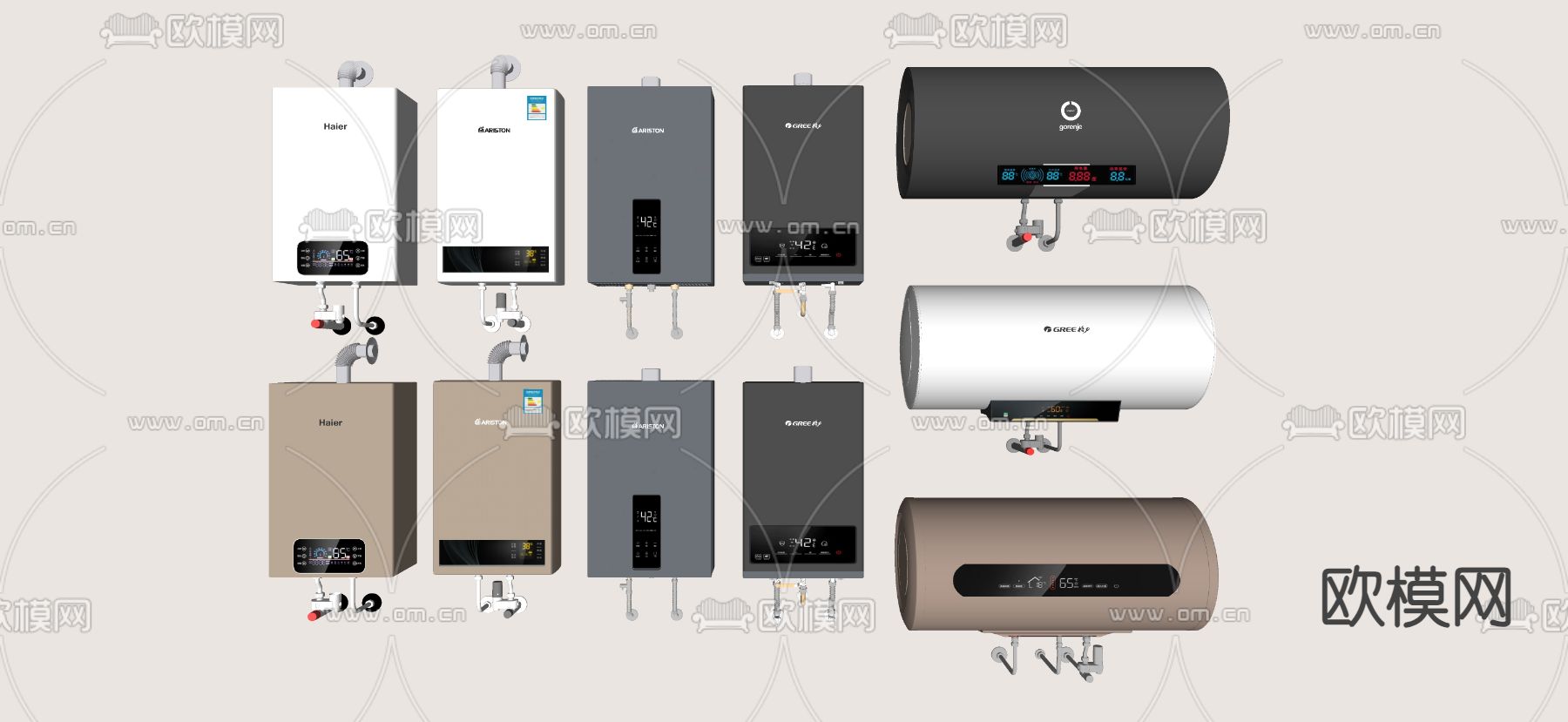 电热水器 燃气热水器su模型下载（渲染图1）
