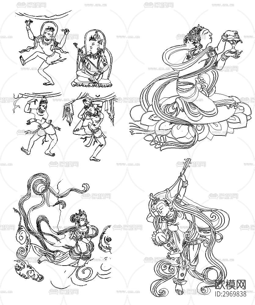 敦煌飞天cad图库下载（渲染图9）