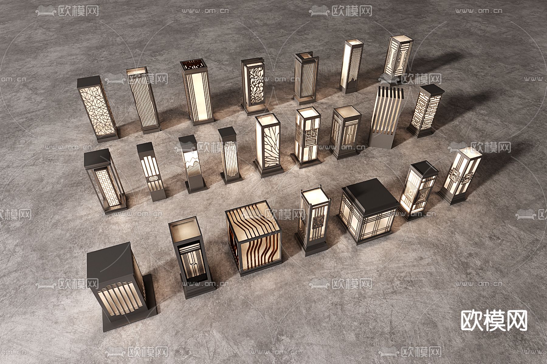 新中式户外灯 草坪灯 路灯 柱灯su模型下载（渲染图2）