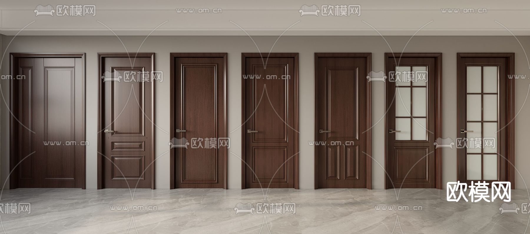 美式单开门 平开门 卫浴门 卧室门3d模型下载