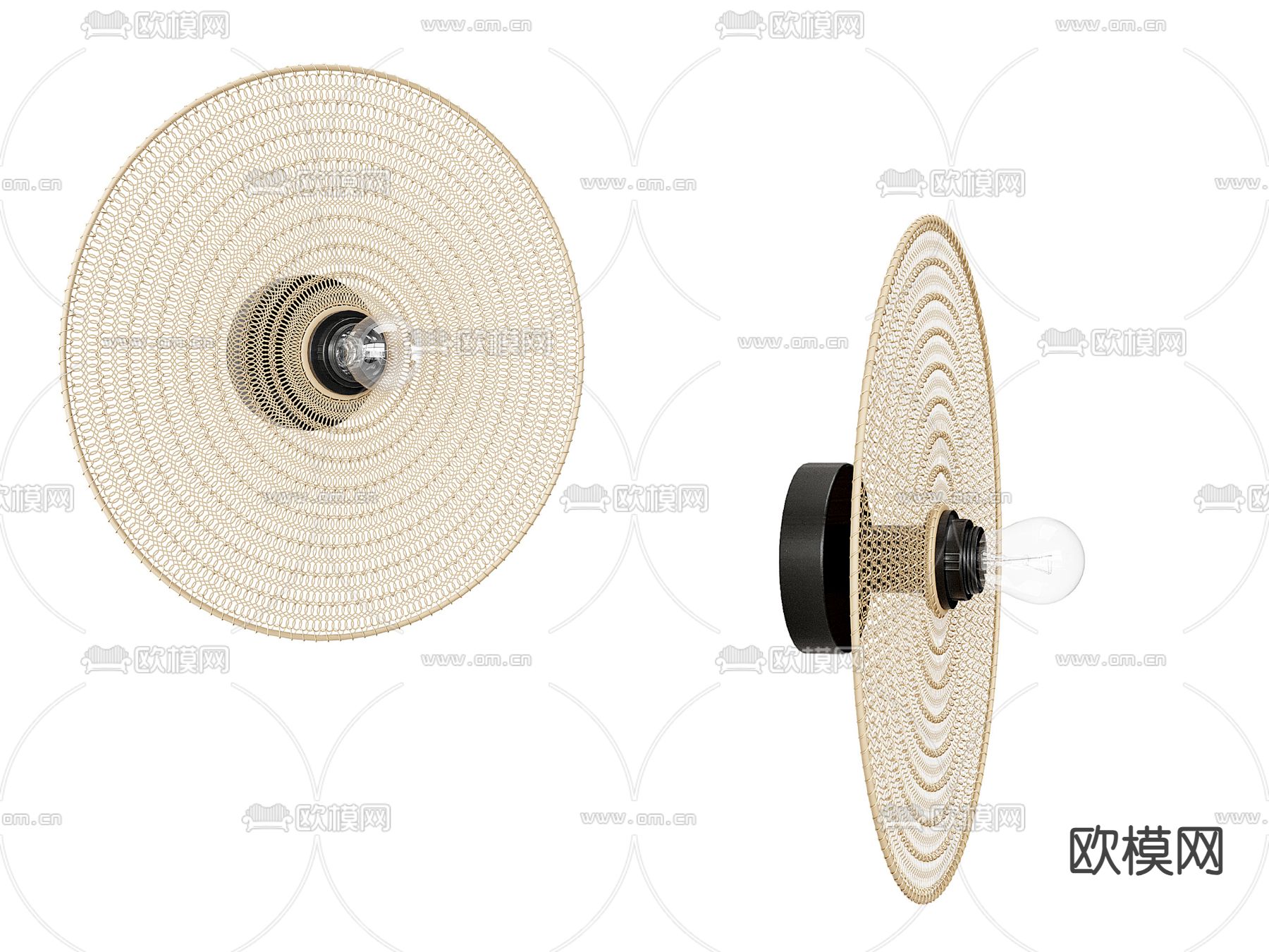 藤编壁灯 床头灯3d模型下载