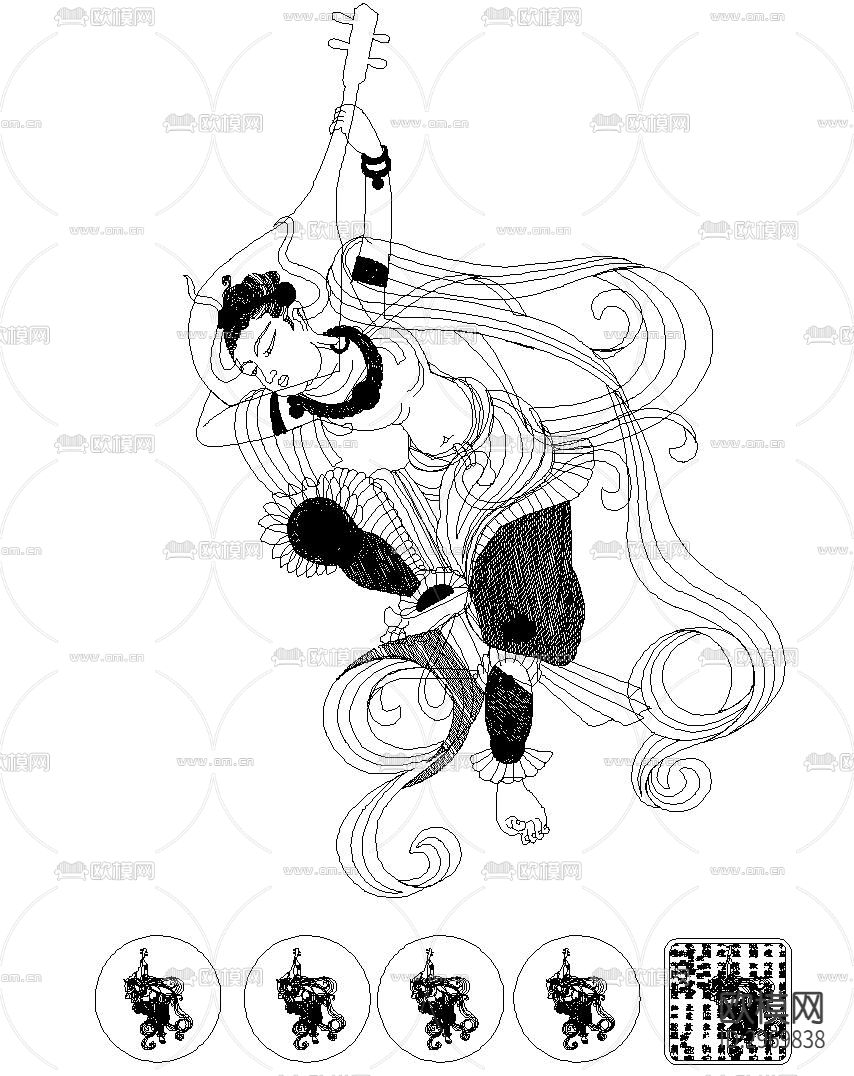 敦煌飞天cad图库下载（渲染图8）