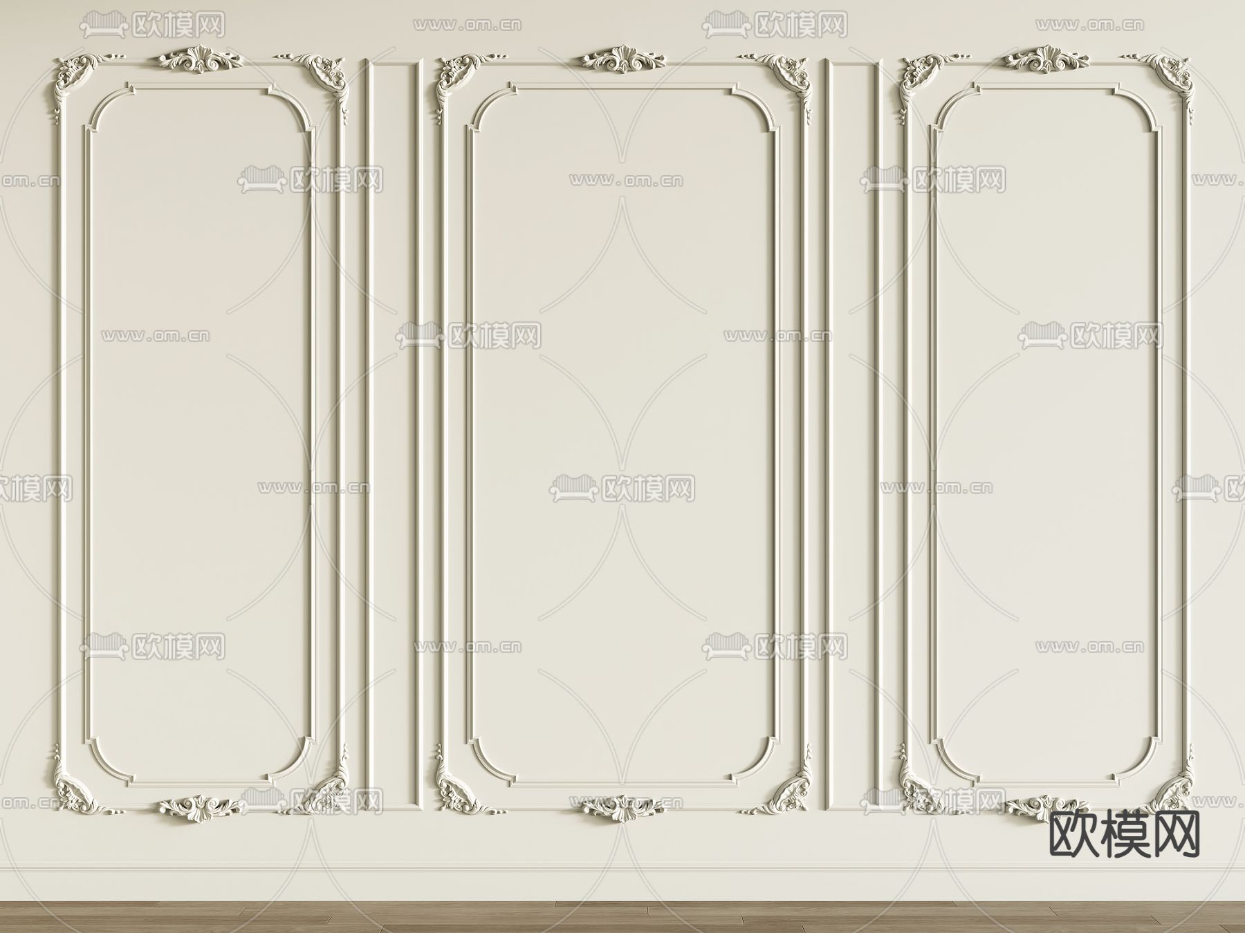 欧式雕花 护墙板su模型下载（渲染图2）