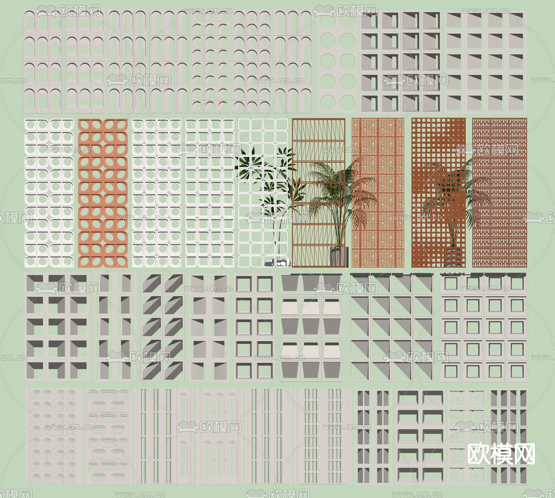 空心砖 水泥砖隔su模型