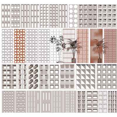 空心砖 水泥砖隔su模型