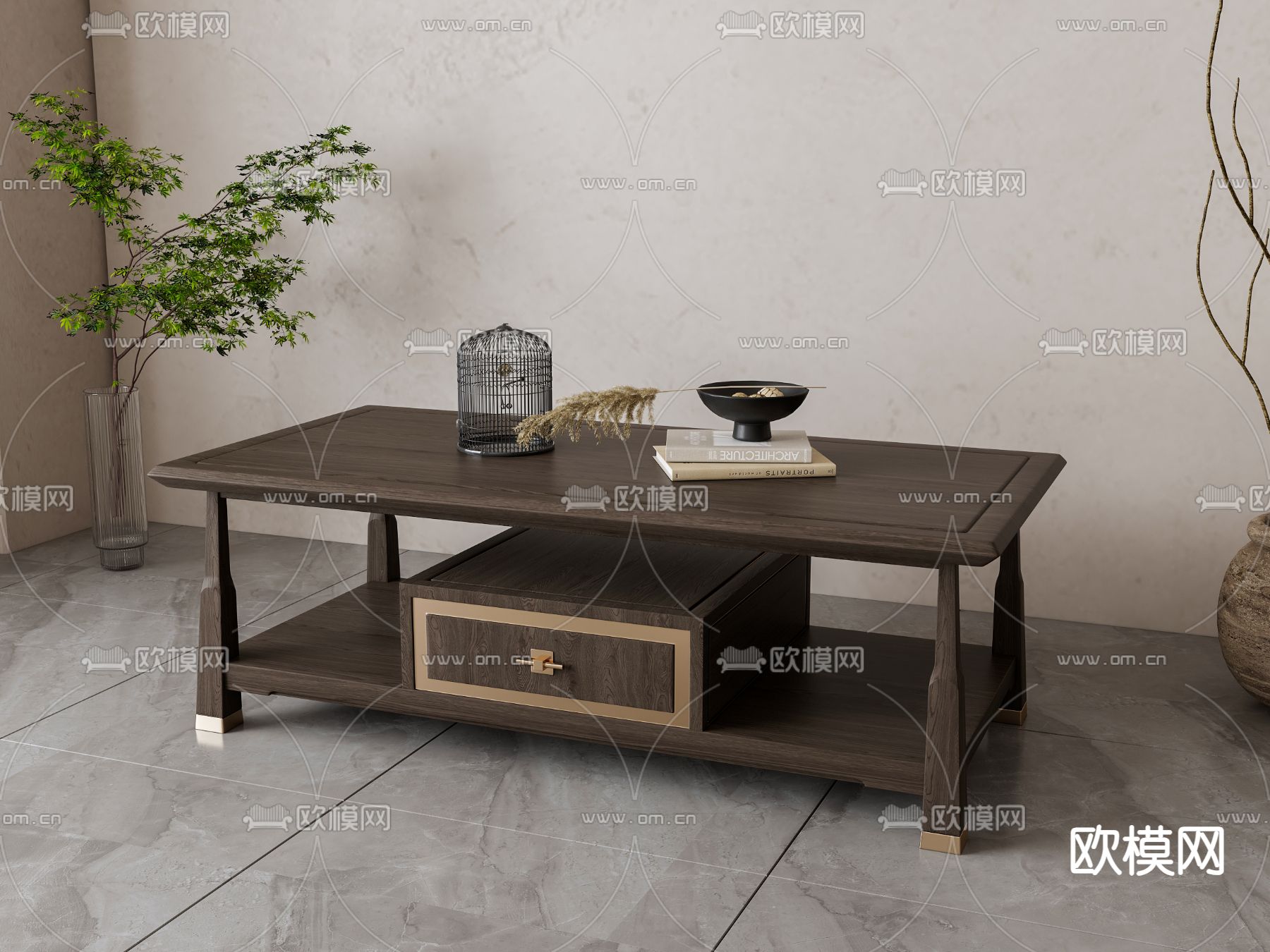 新中式茶几3d模型下载