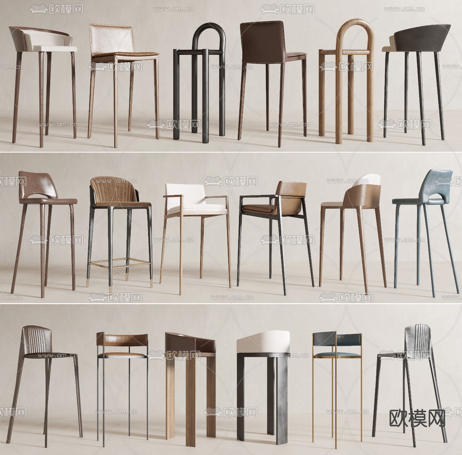 现代吧椅 吧凳 高脚凳3d模型下载