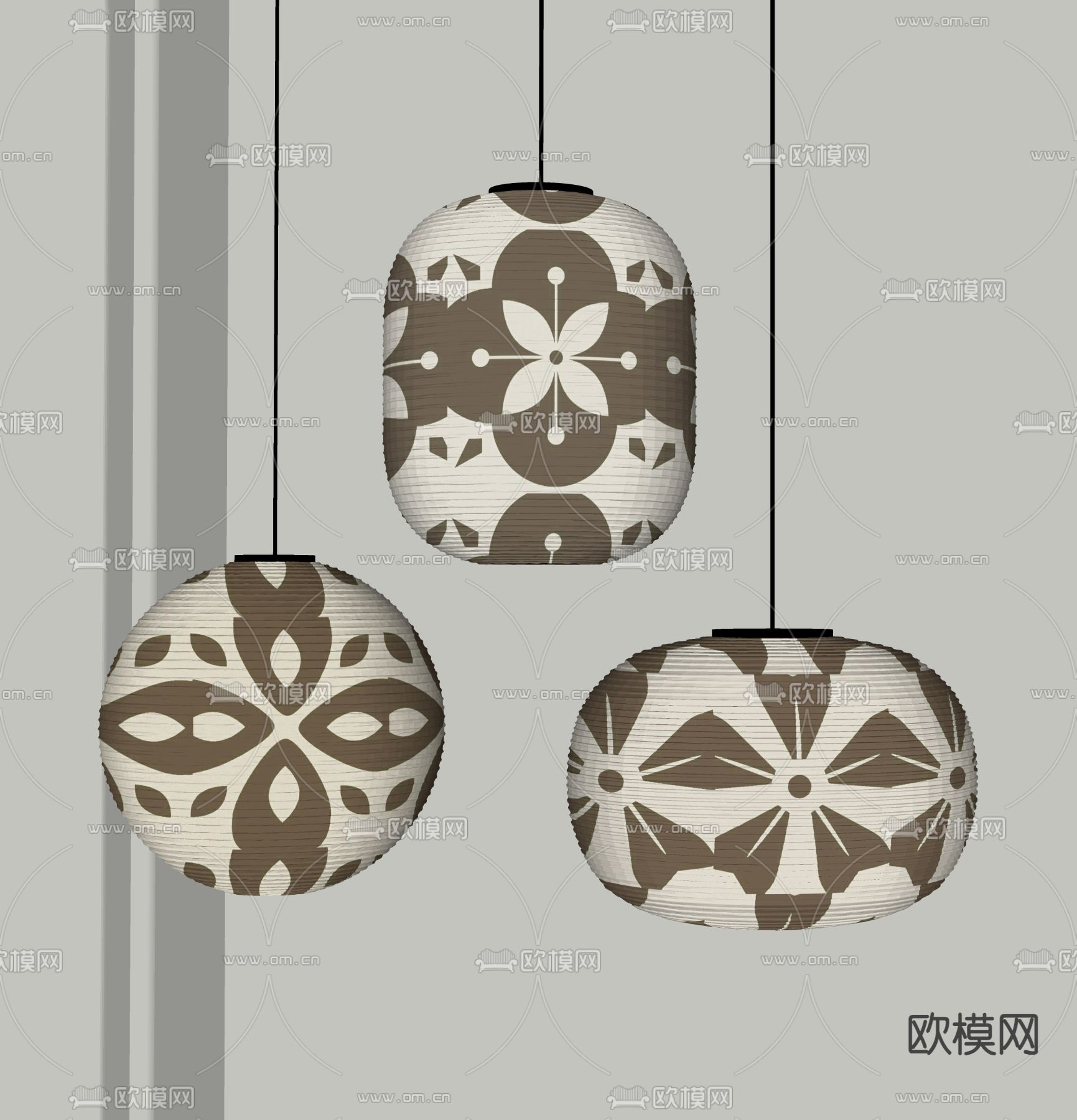 日式吊灯su模型下载（渲染图1）