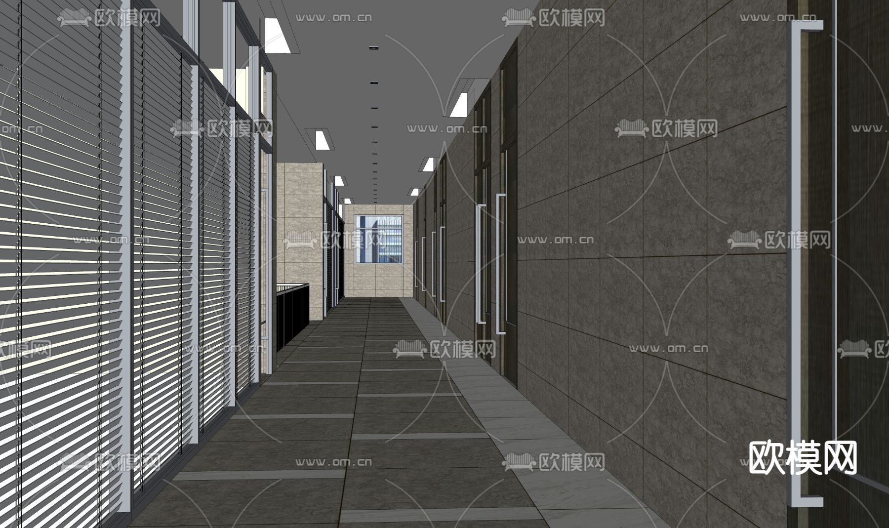 现代公司过道su模型下载（渲染图1）