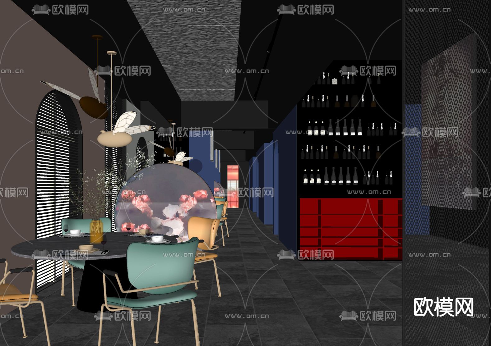 音乐餐吧酒吧su模型下载（渲染图1）