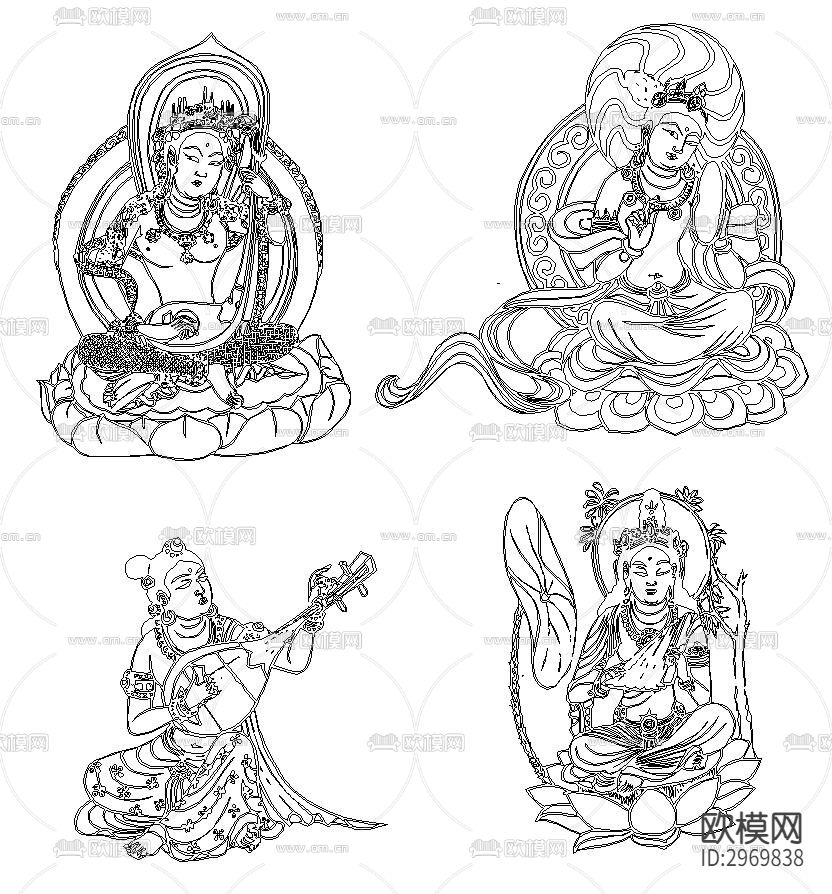 敦煌飞天cad图库下载（渲染图1）