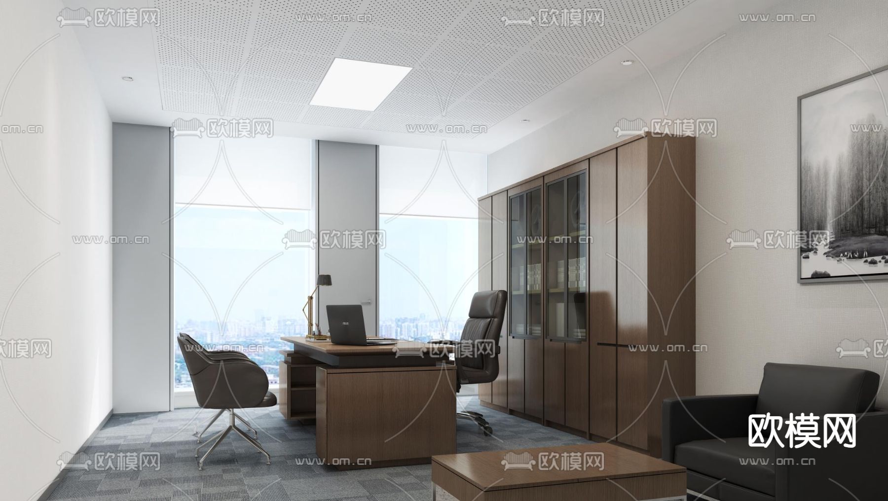 经理办公室su模型下载（渲染图2）