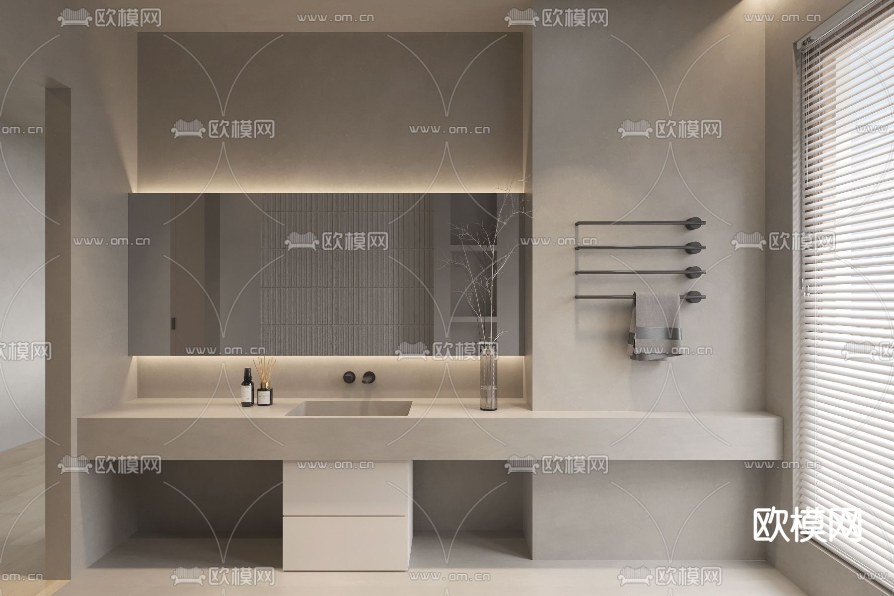 微水泥浴室柜 洗手台 洗手盆3d模型下载